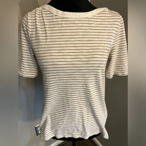 Talbots tan and white striped s/s tee‎